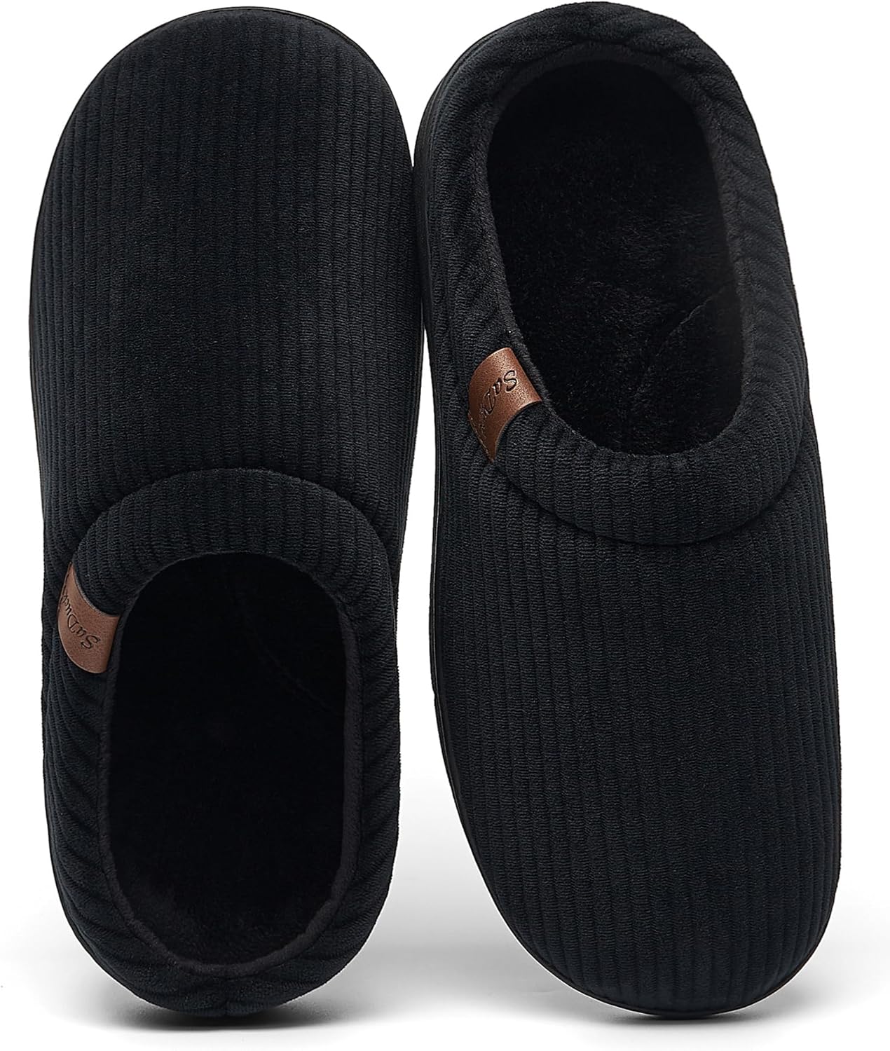 

Мужские двухцветные тапочки с поддержкой свода стопы, с удобной посадкой, теплые домашние тапочки с мемори-пеной, для дома и улицы, дышащие Saduck, черный