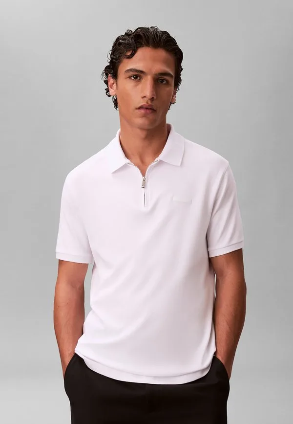 Узкая рубашка-поло с молнией ss ss Calvin Klein, Bright White