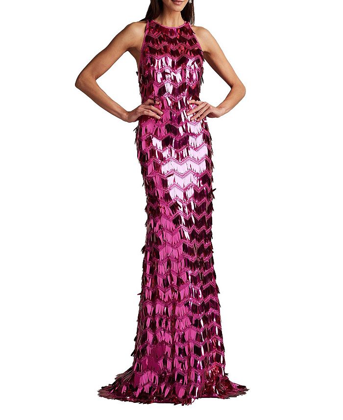 

Платье Madysin с пайетками и бахромой Tadashi Shoji, розовый