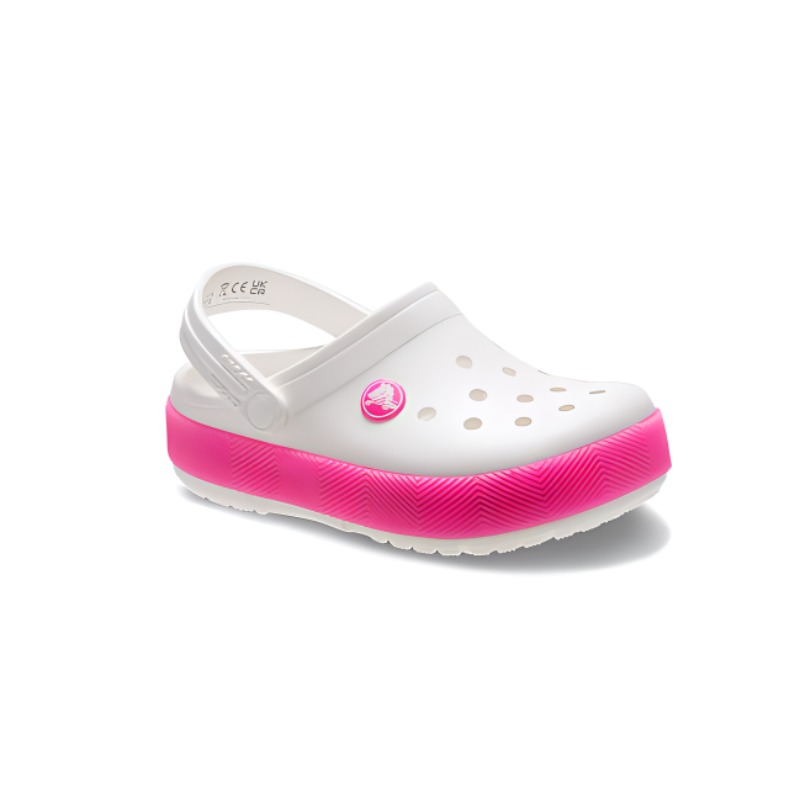 Детские сандалии Clogs противоскользящие износостойкие White Pink Kids' Crocs, White/Spicy Pink — фото 3
