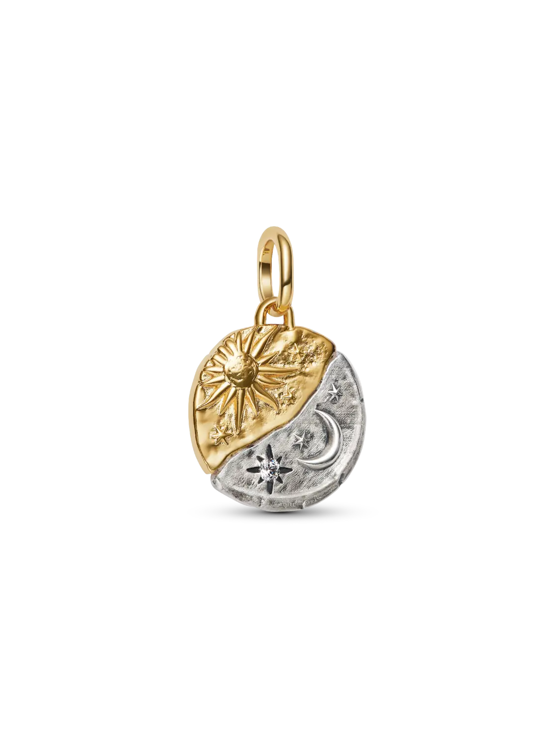 

Подвеска-медальон Солнце и Луна Pandora, стерлинговое серебро, покрытие 14-каратным золотом