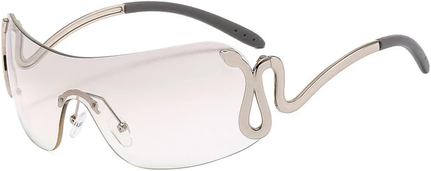 

Солнцезащитные очки Senior Metal Rimless One Piece для женщин и мужчин, в стиле люкс, панк, для путешествий и вождения, с защитой от УФ-излучения UV400 TKKTLLT, Silver Silver