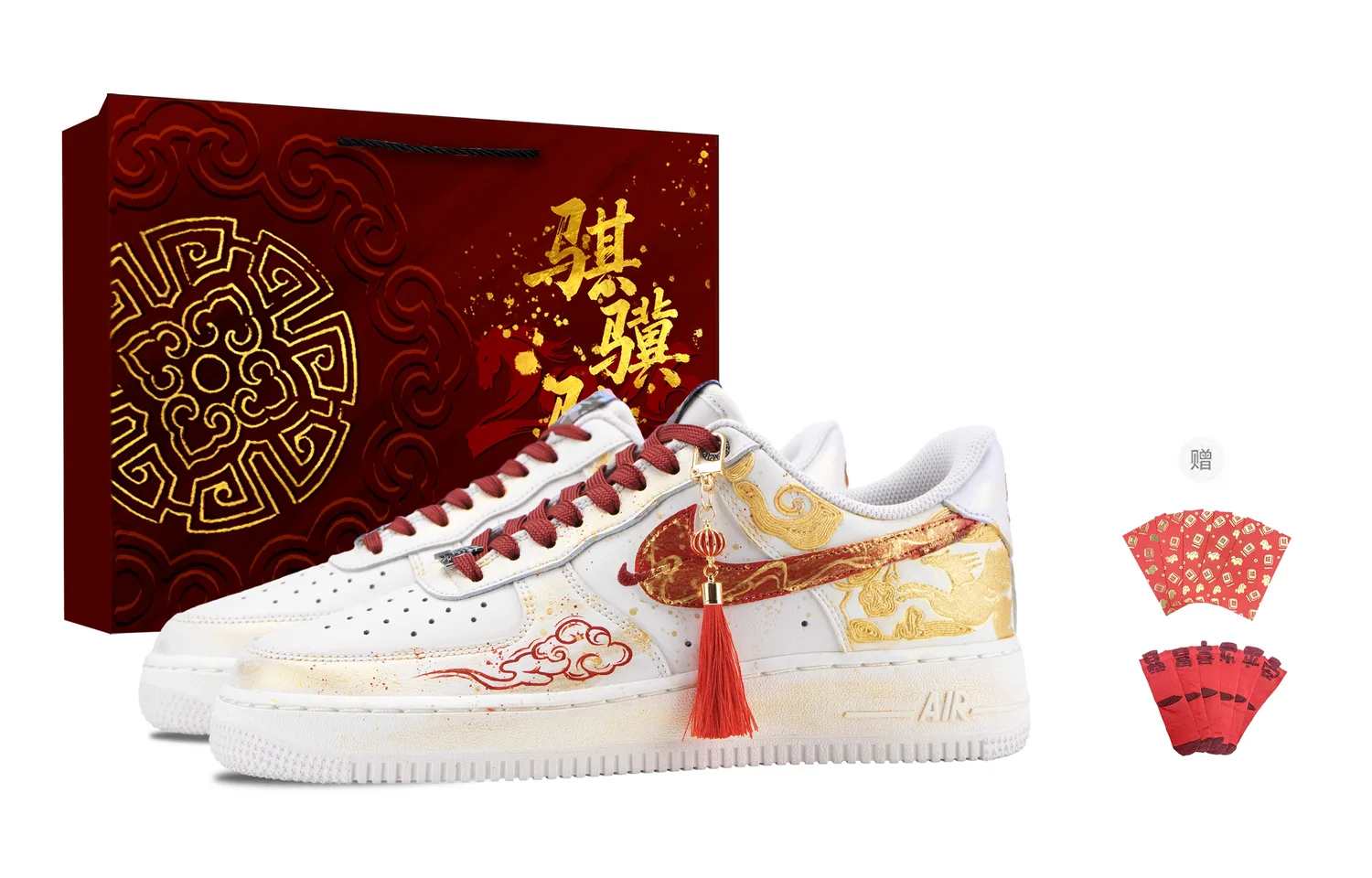 Nike Кроссовки для скейтбординга Air Force 1 Fiery Golden Mane мужские бело-красно-золотые