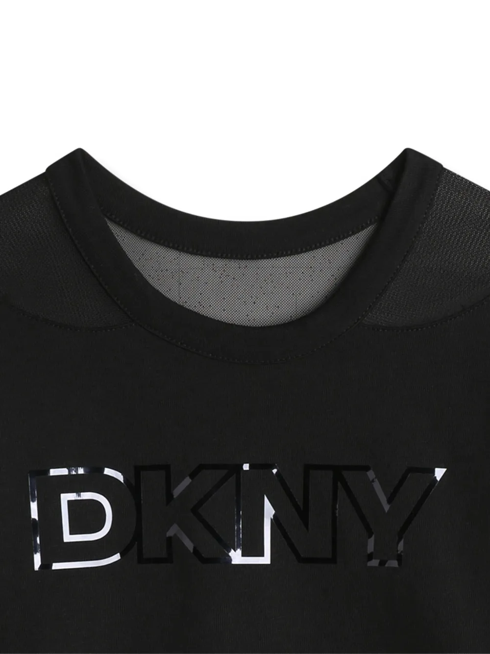 Футболка с сетчатыми вставками и логотипом Dkny Kids, черный — фото 3