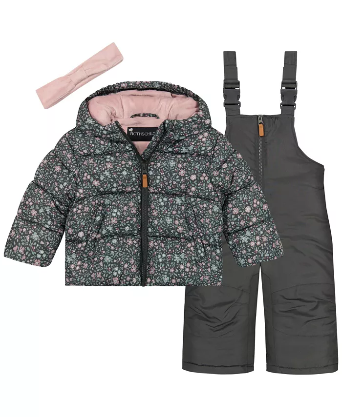 

Комплект для девочек из 3 предметов: куртка, слюнявчик и повязка на голову S Rothschild & Co, розовый