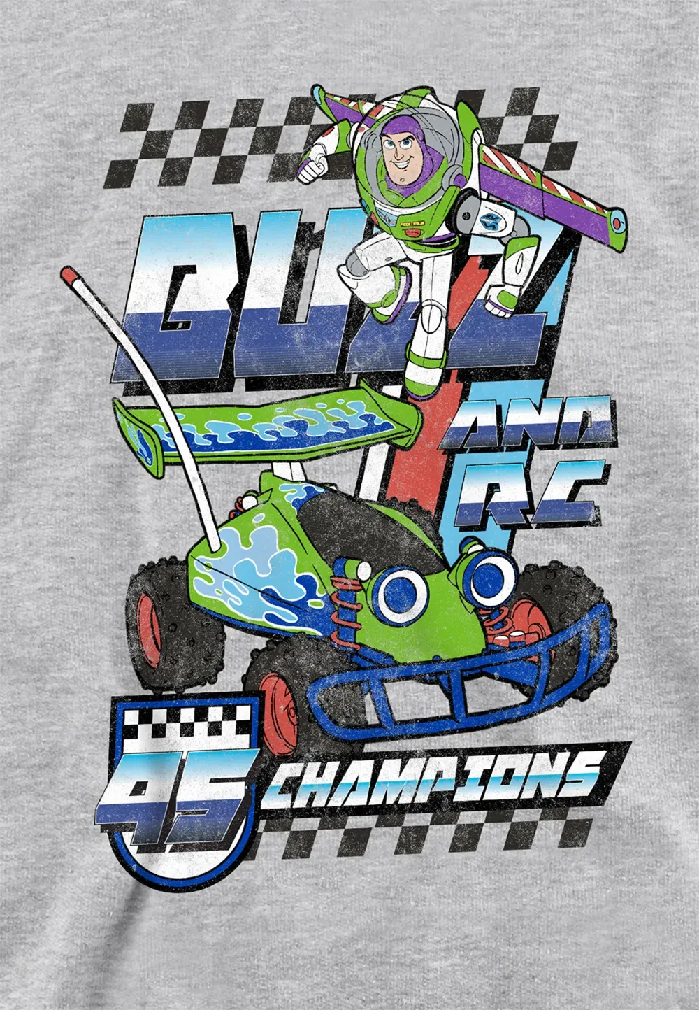 Детская толстовка с принтом Buzz and RC Racing, Disney, серый — фото 2