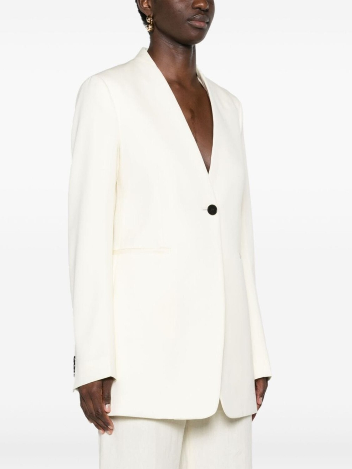 Jil Sander шерстяной однобортный пиджак, нейтральный цвет — фото 3
