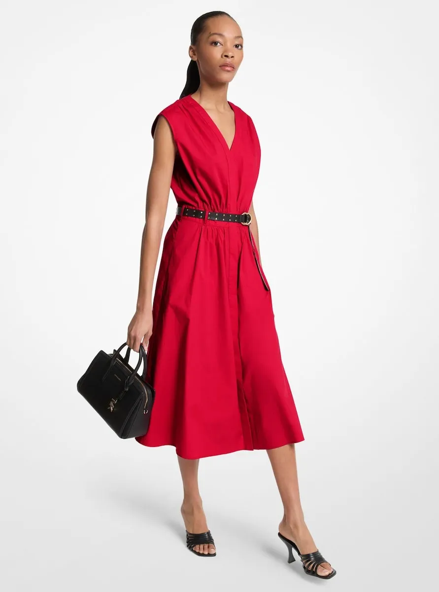 

Миди-платье из хлопка с поясом Michael Michael Kors, красный