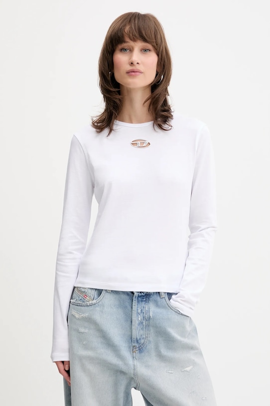 

Хлопковая футболка с длинным рукавом T-UNCUTIE-LONG-LS-OD Diesel, белый