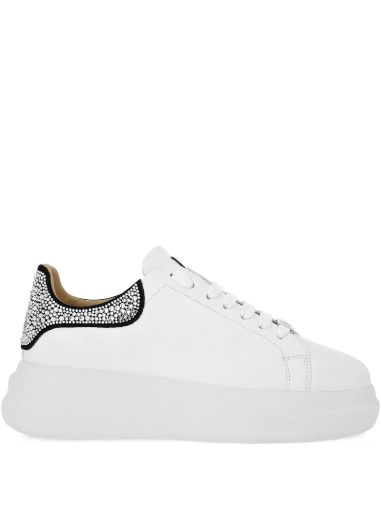 Кроссовки с монограммой, украшенные стразами Philipp Plein, белый