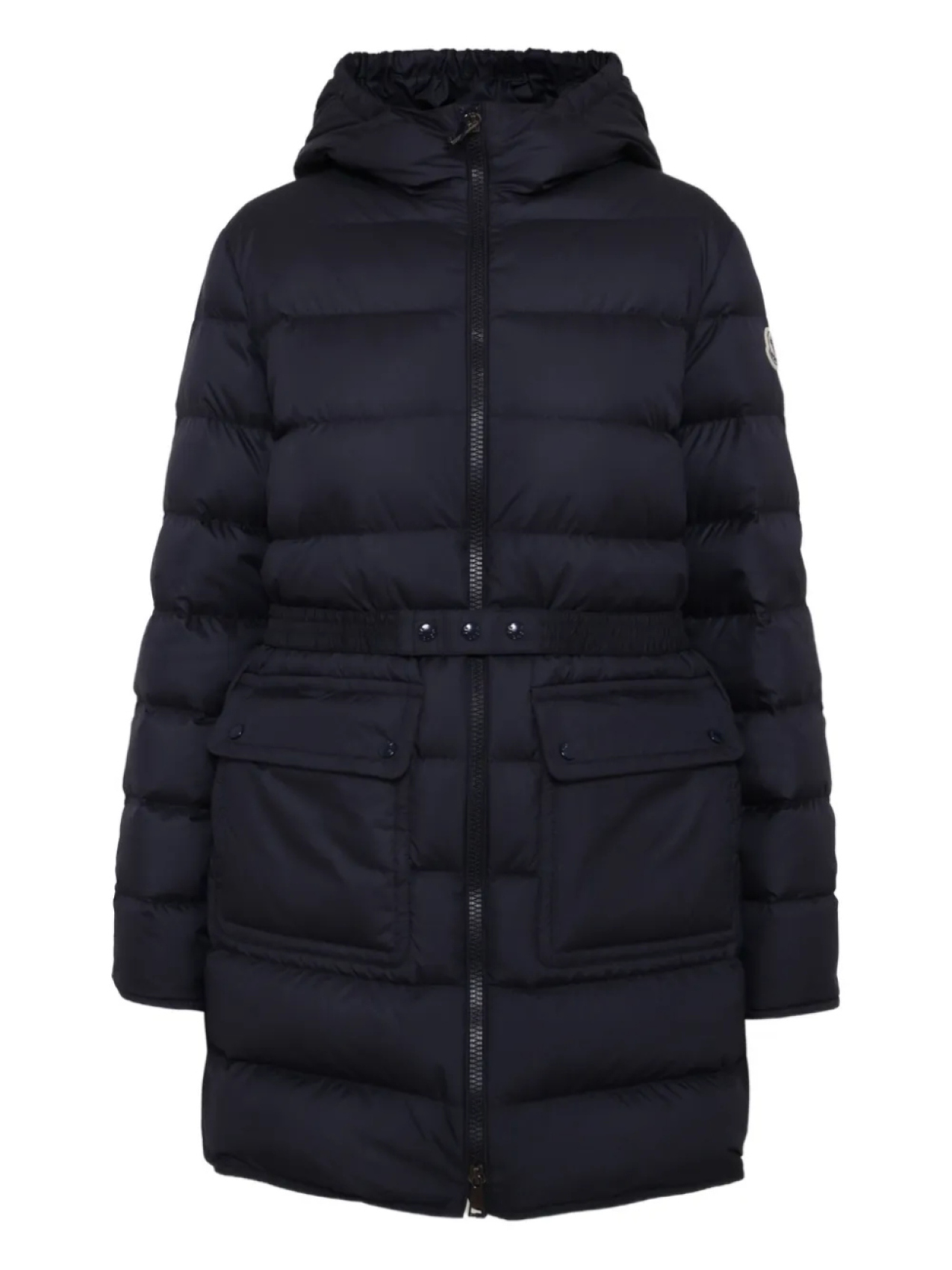 Стеганое пальто с капюшоном Moncler Enfant, черный
