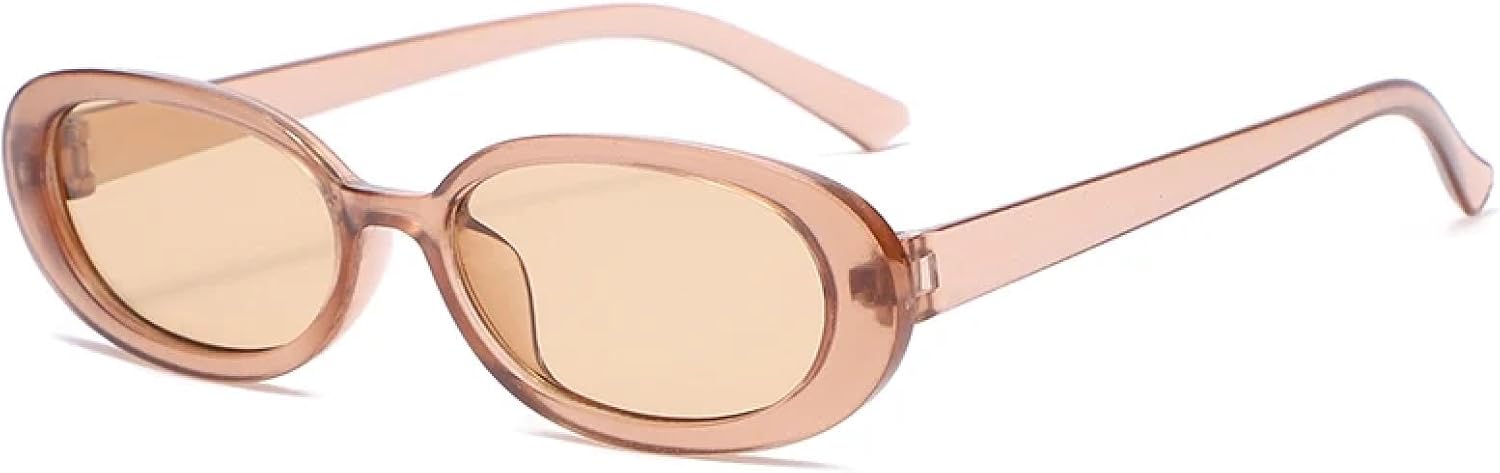 

8 шт. маленьких овальных солнцезащитных очков для женщин в винтажном ретро-стиле, черно-белые, классические солнцезащитные очки, защита от УФ-излучения UV400 SZVVBKK, Champagne