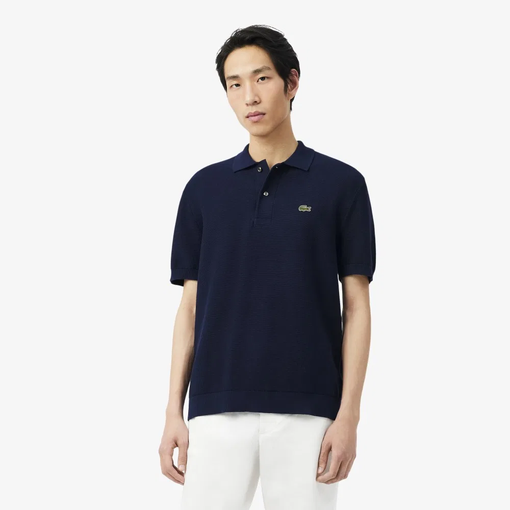 Мужской свитер-поло Links Links с коротким рукавом тёмно-синий от Lacoste