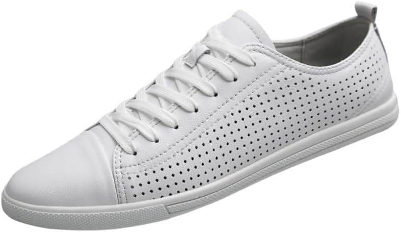 

Мужские кроссовки для активного отдыха - плоская подошва, дышащая сетка, стильный дизайн и легкость для повседневной носки Fusecottc, белый