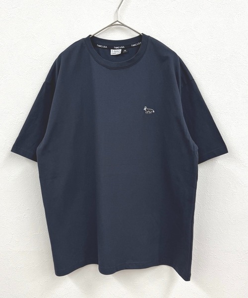 

Футболка свободного кроя с коротким рукавом, вышивка T-MAC OUTING, темно-синий