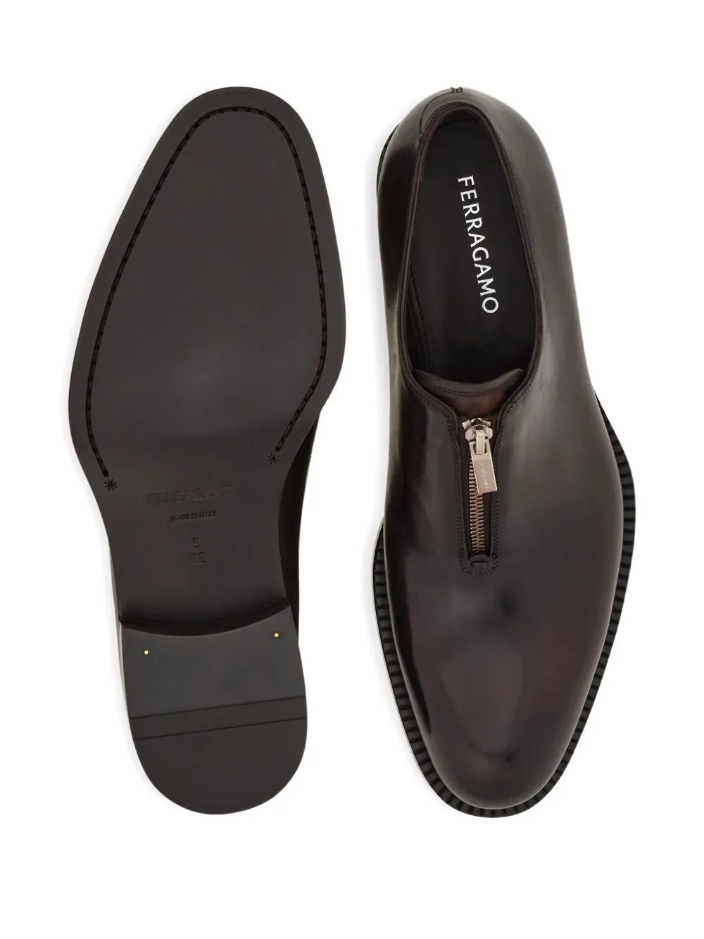 Туфли дерби на молнии Ferragamo, коричневый — фото 3