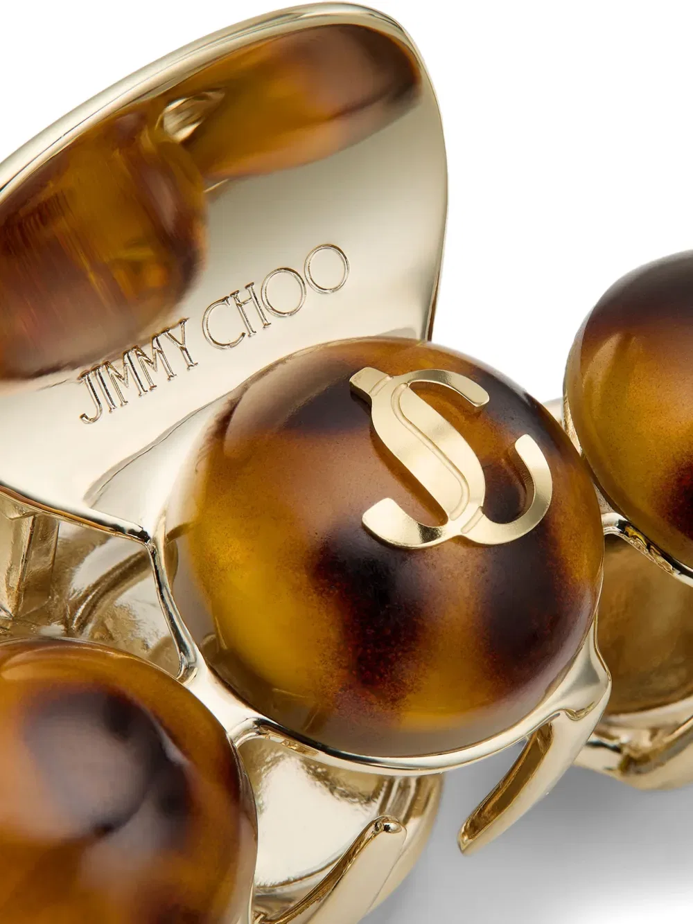 Заколка для волос с логотипом в виде когтя черепаховой панцири Jimmy Choo, коричневый — фото 3