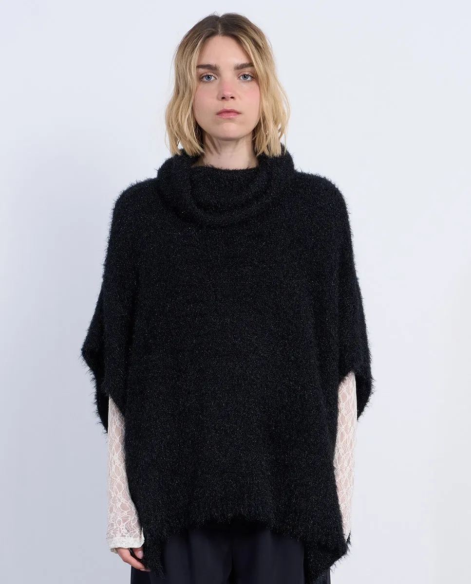 

Женское асимметричное пончо с короткими рукавами Lili Sidonio, черный