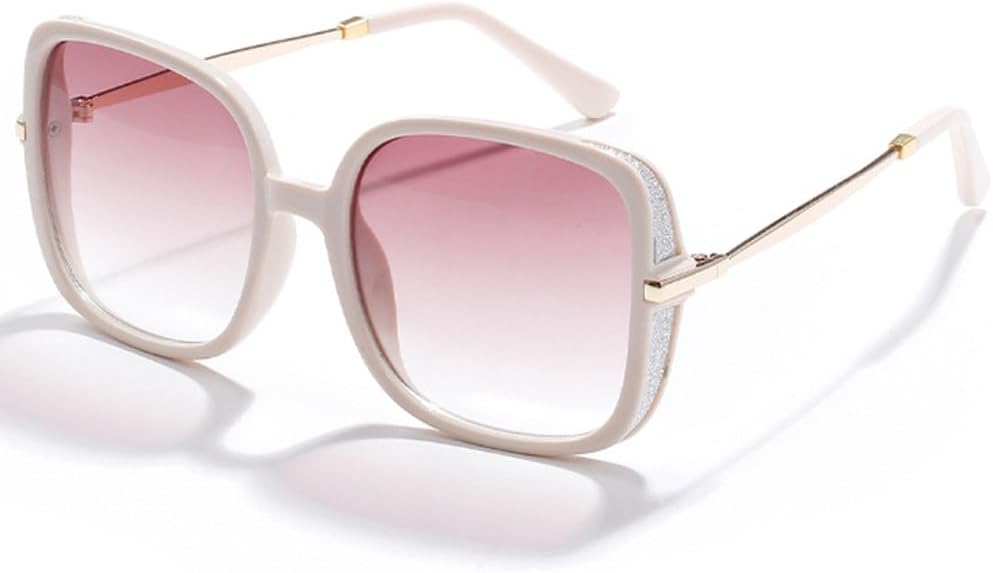 

Солнцезащитные очки в крупной оправе конфетных цветов для женщин, модные солнцезащитные очки большого размера для мужчин, стильные металлические очки с защитой от УФ-излучения UV400 TKKTLLT, White Pink