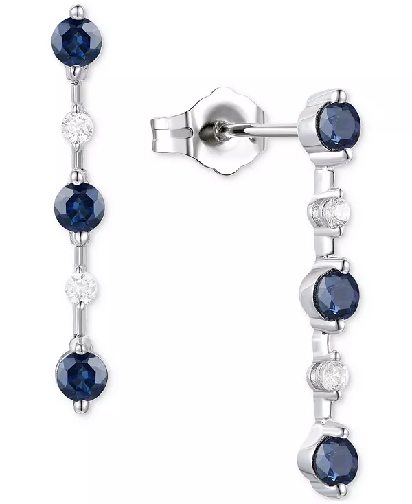 

Линейные серьги-подвески с изумрудами (3/4 карата) и бриллиантами (1/10 карата) из 14-каратного золота (также с рубинами и сапфирами) Macy'S, sapphire