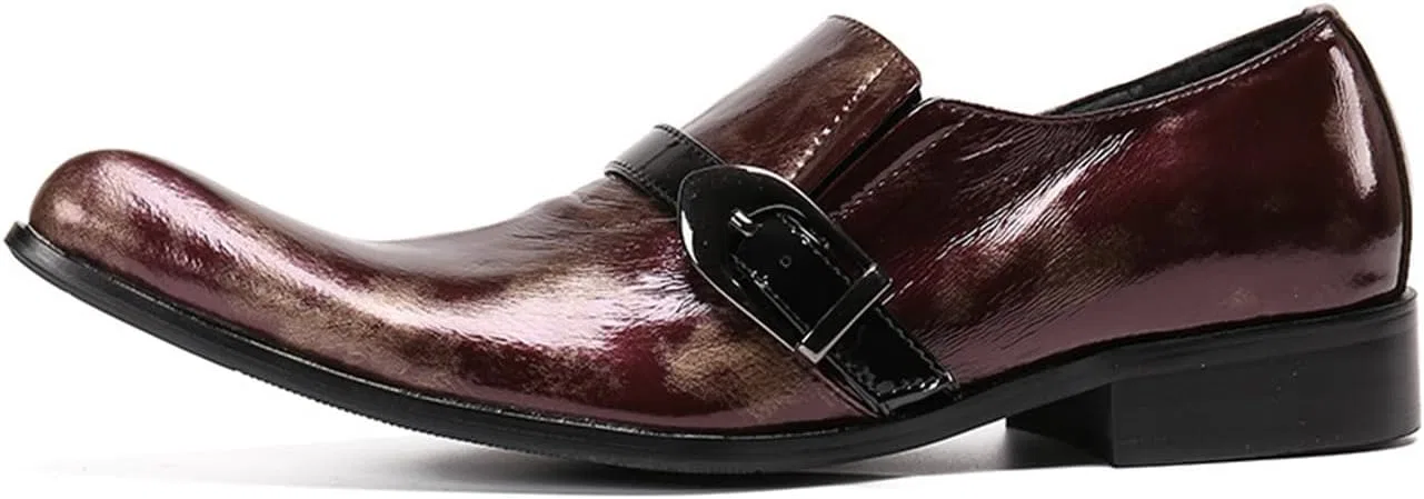Лоферы кожаные Men's Leather Shoes Red MANYUBEI — фото 3