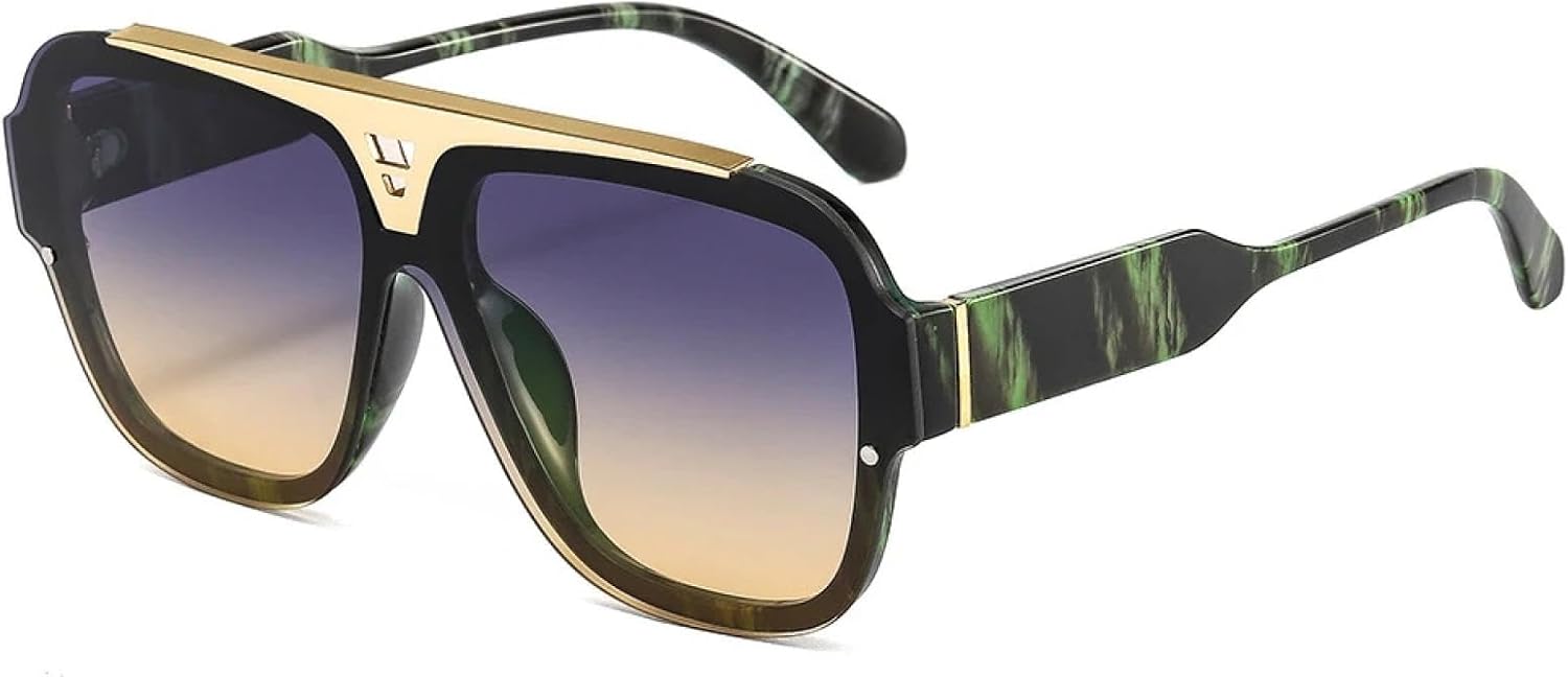 

Модные винтажные солнцезащитные очки в крупной оправе для женщин и мужчин, роскошные, популярные, для путешествий, с защитой от УФ-излучения UV400 TYUVIVO, Green Gray Yellow