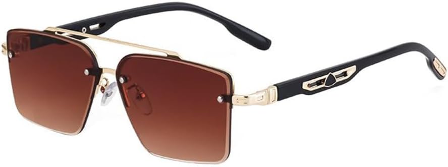 

Мужские солнцезащитные очки без оправы, женские винтажные классические солнцезащитные очки, панк-очки, солнцезащитные очки с защитой от УФ-излучения UV400 TYUVIVO, C5 Gold Double Brown