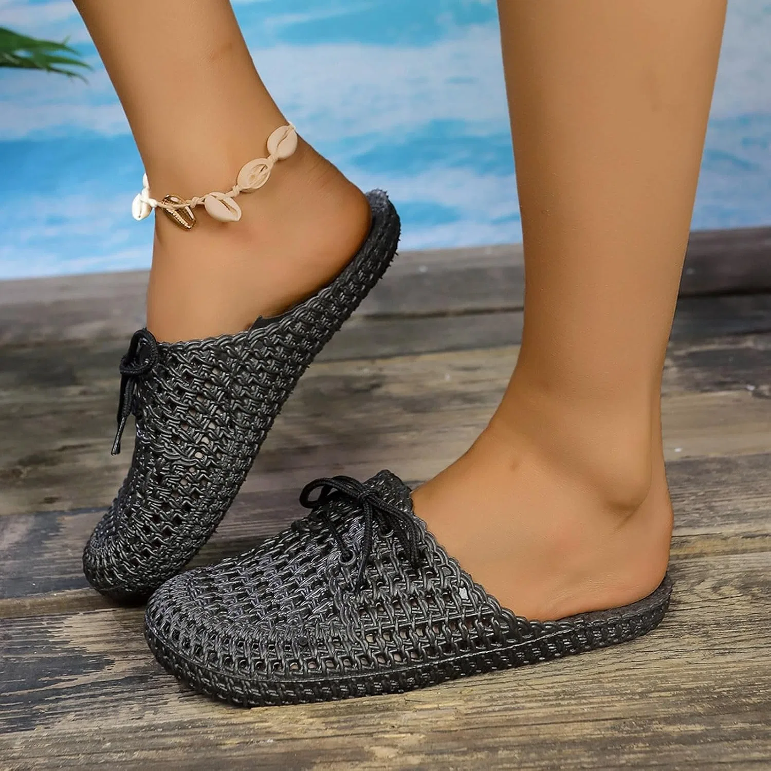 Сабо Garten Damen Herren Leicht Hausschuhe mit Rutschfester Sohle Gartenschuhe Küchenschuhe Sommer Gartenschuhe Strand Schuhe Weiche Unisex Pantoletten Sandalen Badelatschen Hsternexy, B72 Schwarz — фото 3