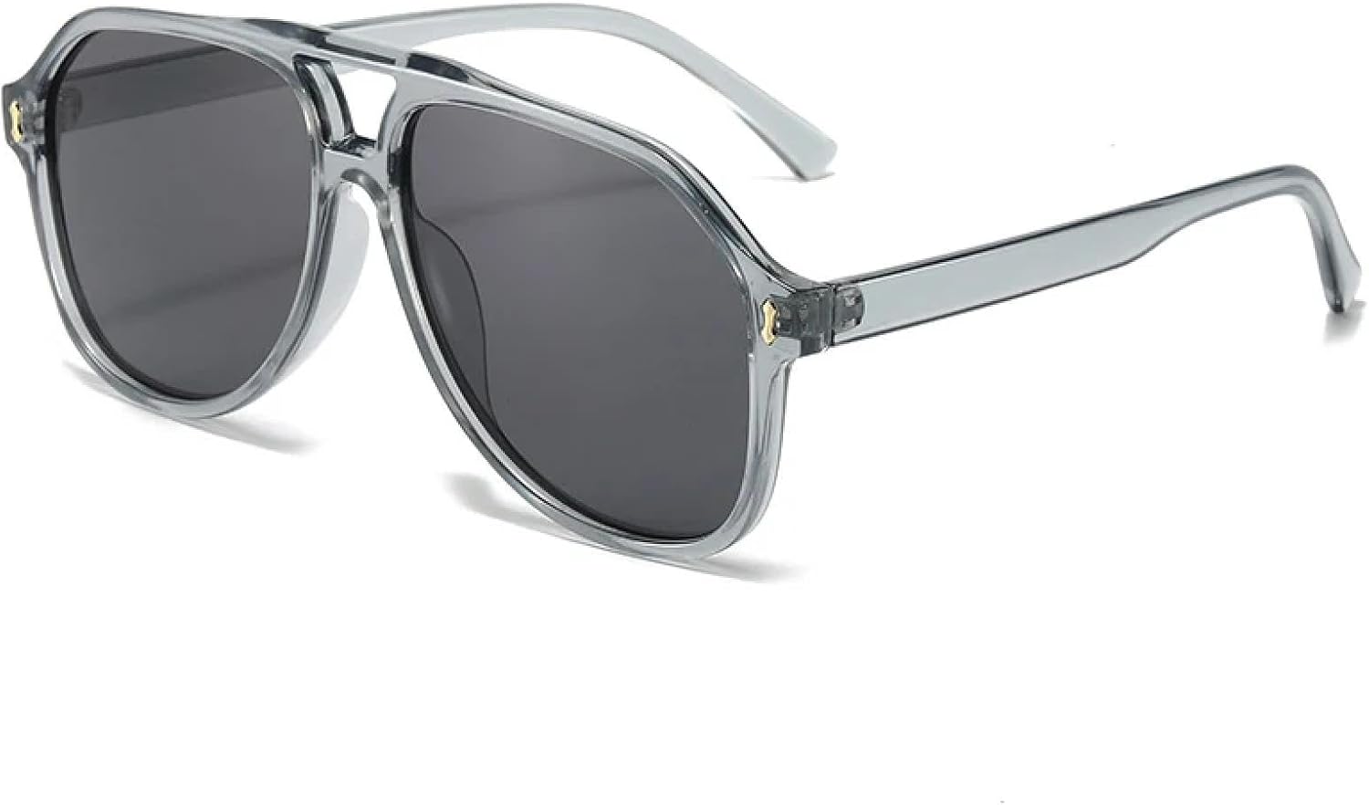 

Солнцезащитные очки для женщин и мужчин, увеличенного размера, с двойной перемычкой, винтажные, с заклепками, в стиле панк, с защитой от УФ-излучения UV400 UATXTAU, Gray Gray