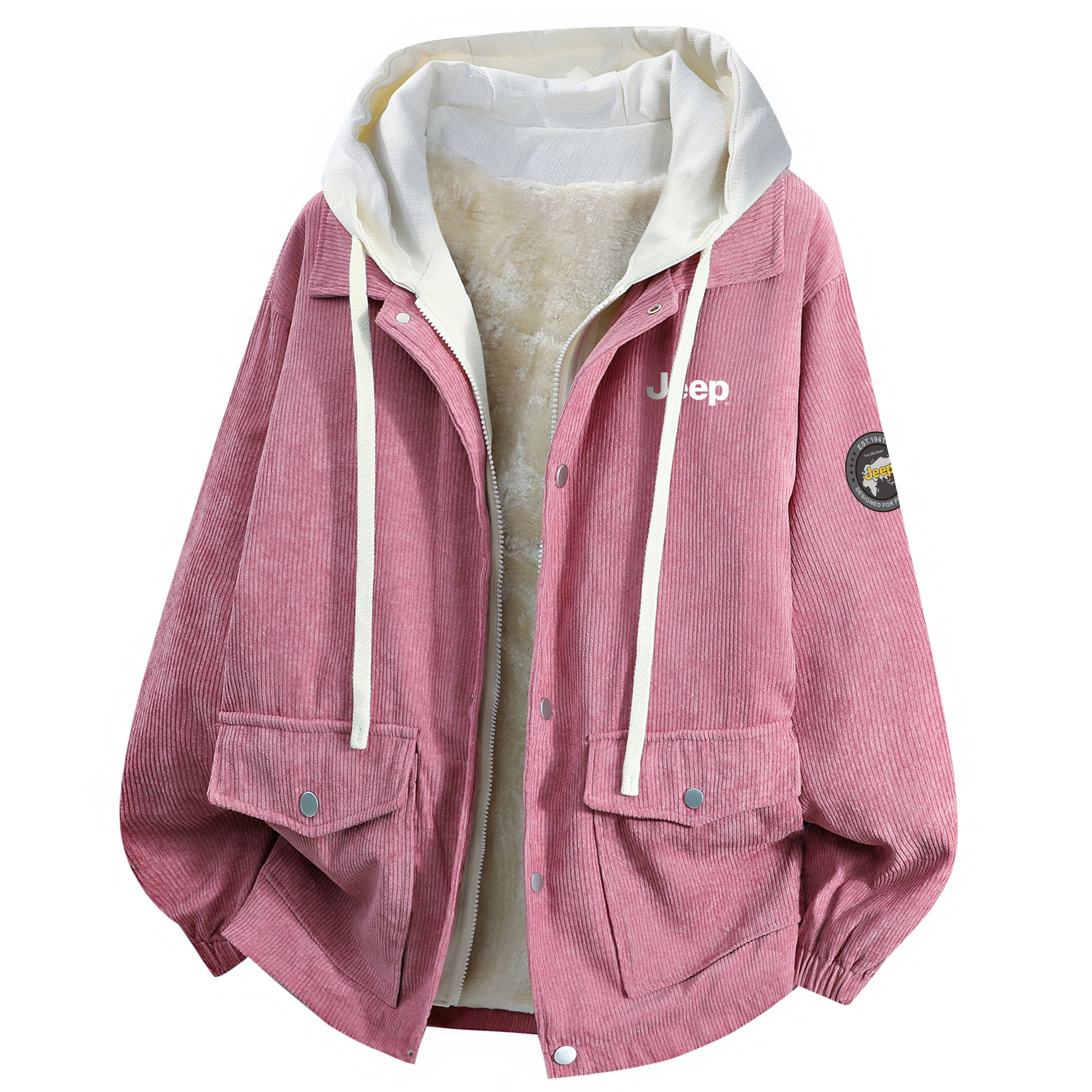 

Куртка Unisex Hooded Fleece lined Mock Two Piece Jeep, розовый[thickened and fleece-lined]