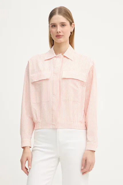 Куртка Lacoste в полоску, розовая