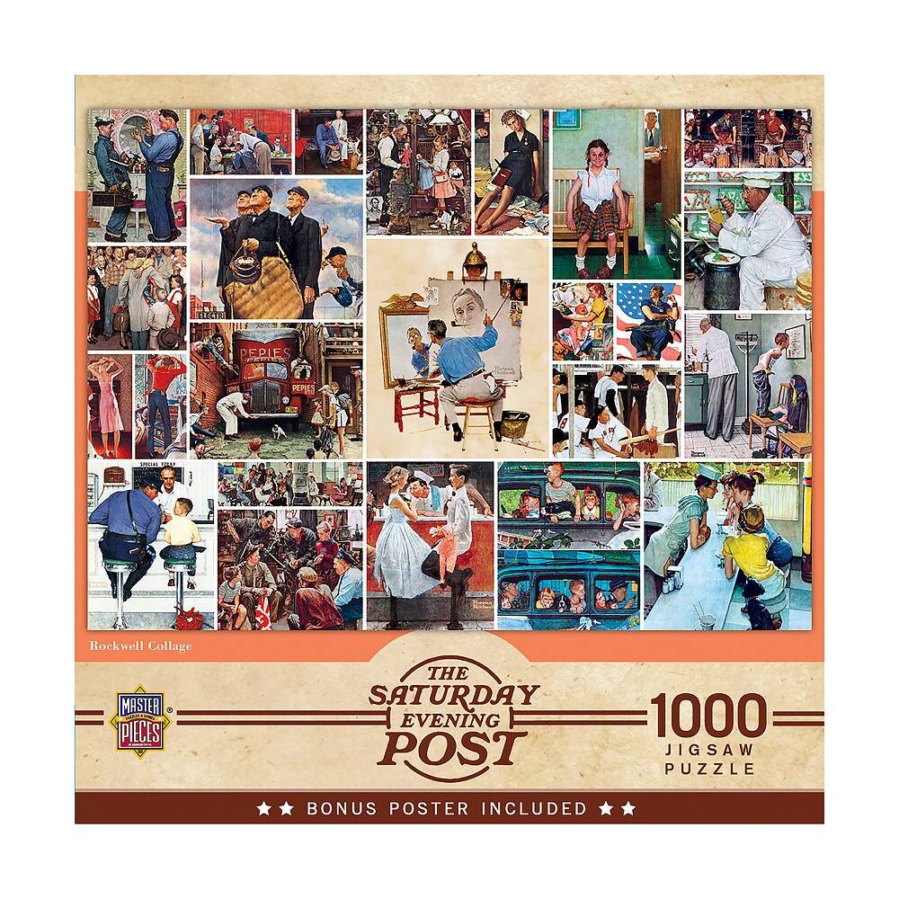 

Пазлы-шедевры, 1000 шт. The Saturday Evening Post Норман Роквелл Пазл-коллаж Masterpieces Puzzles, мультиколор