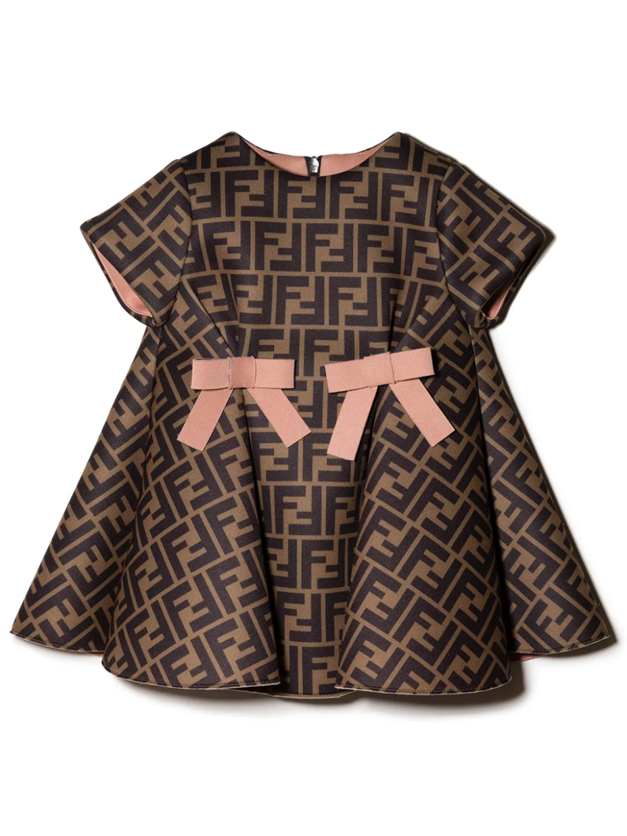 

Платье с логотипом FF и оборками Fendi Kids, коричневый