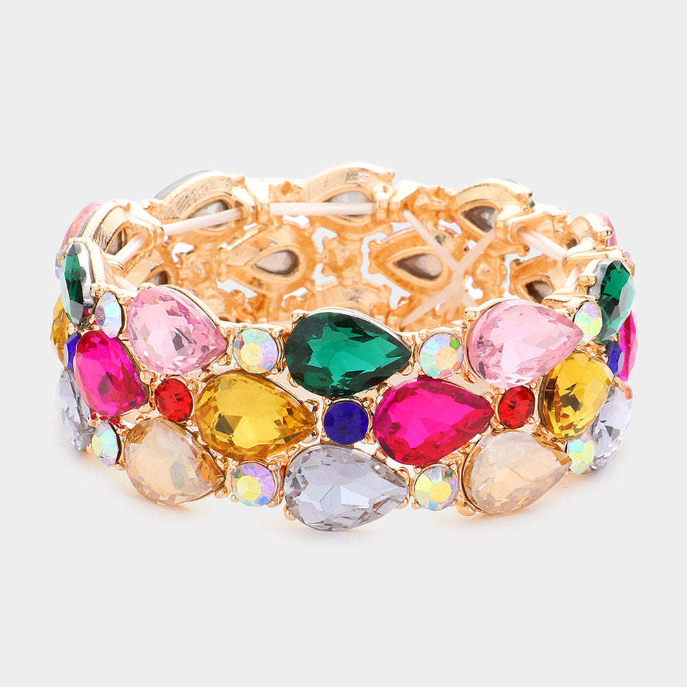 

Вечерний браслет с каплевидным камнем, многослойный Fashnzfab, Multi