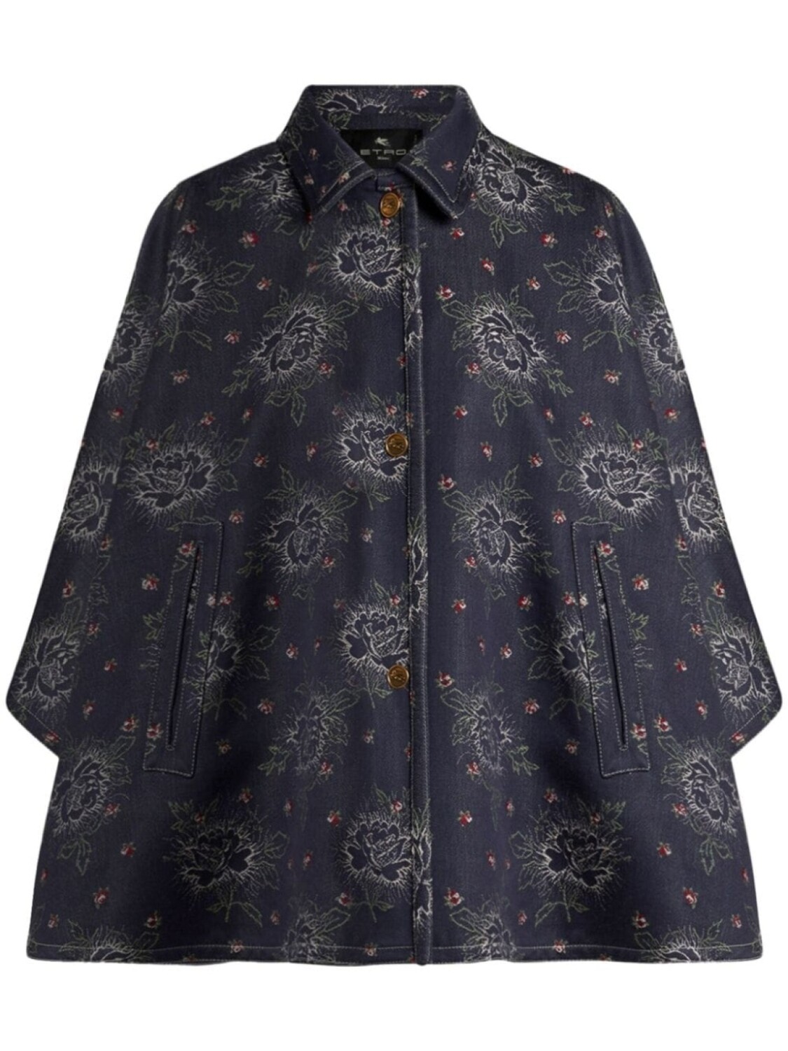 

ETRO жаккардовая джинсовая накидка с цветочным узором, синий