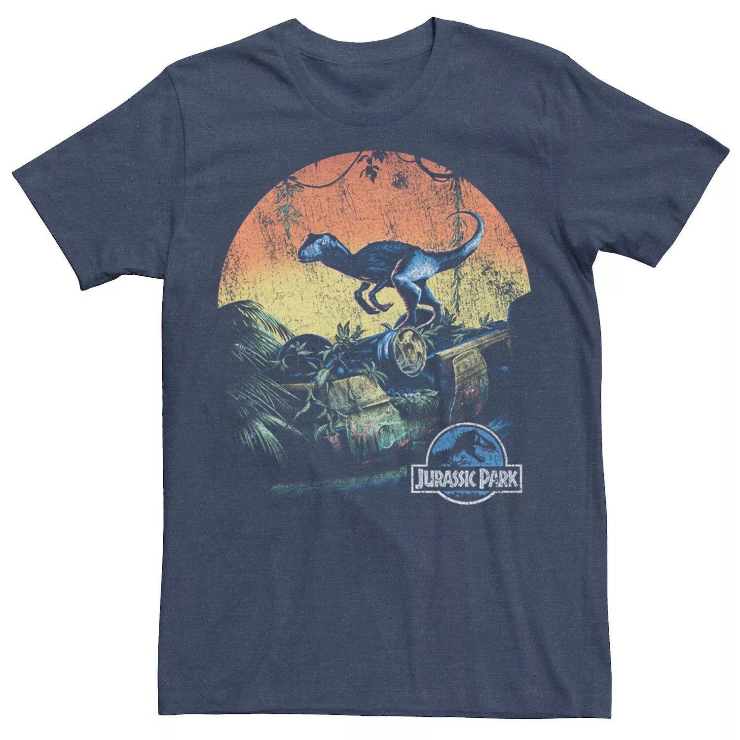 

Мужская футболка Jurassic World Retro Raptor Sunset в джунглях Licensed Character