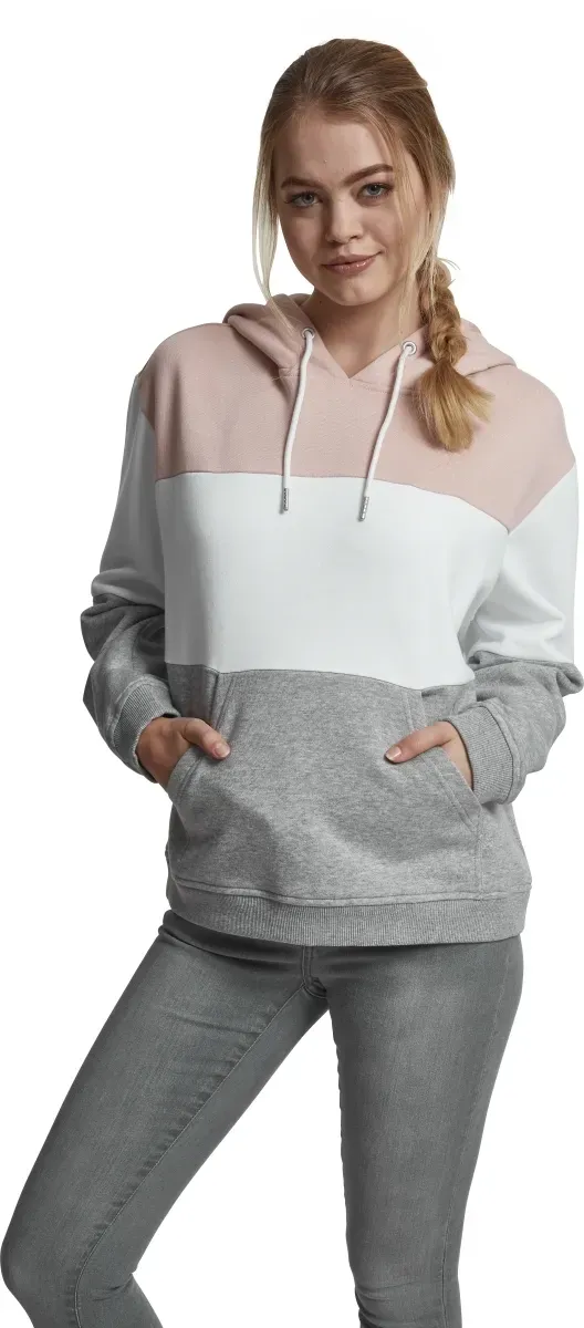 

Свитер с круглым вырезом URBAN CLASSICS " Urban Classics Ladies Oversize 3-Tone Hoody", цвет Lightrose/White/Grey