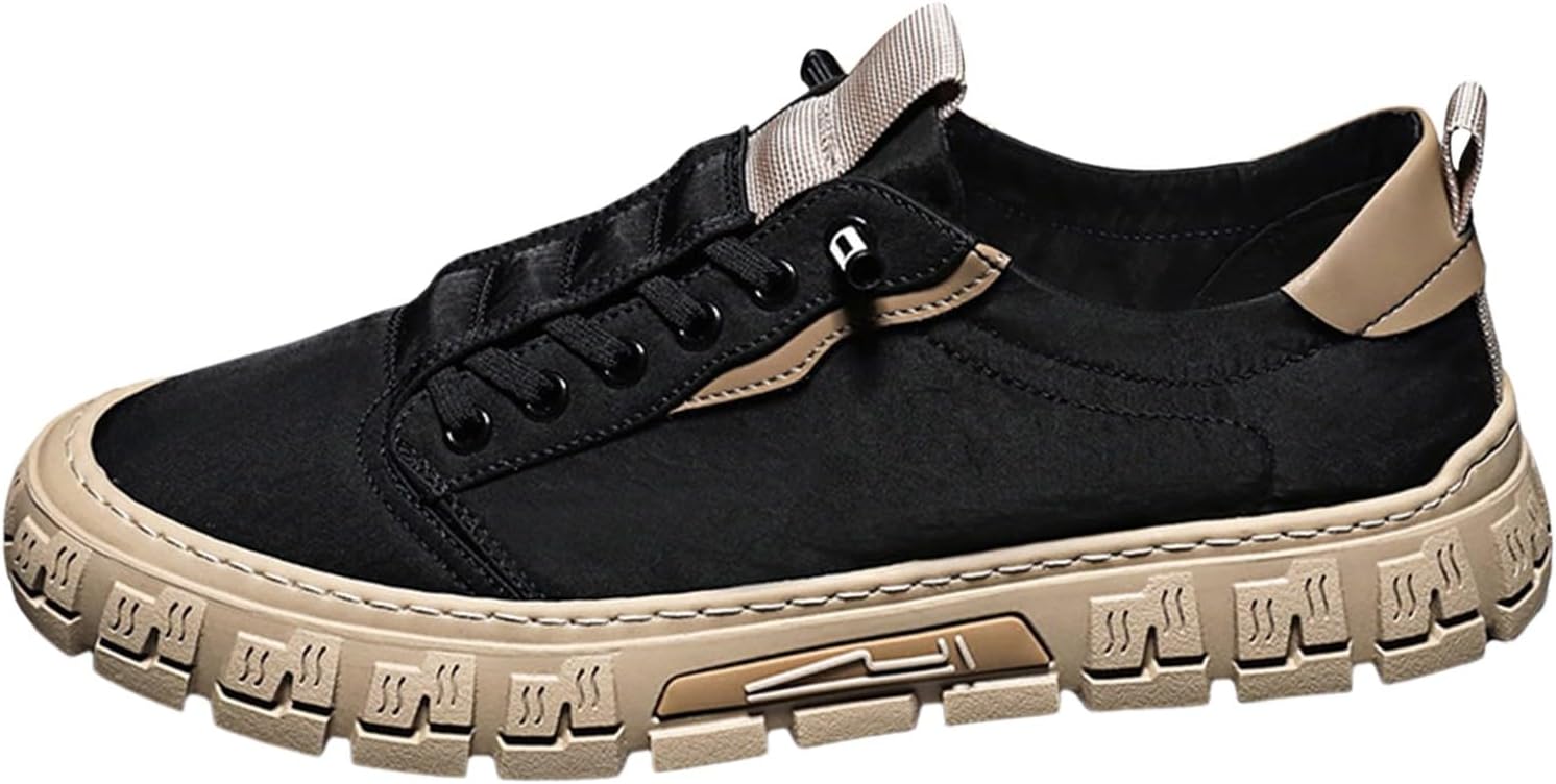 

Мужские кеды дышащие Новые мужские туфли Модные и повседневные мужские кожаные туфли Ручная работа Generic, черный