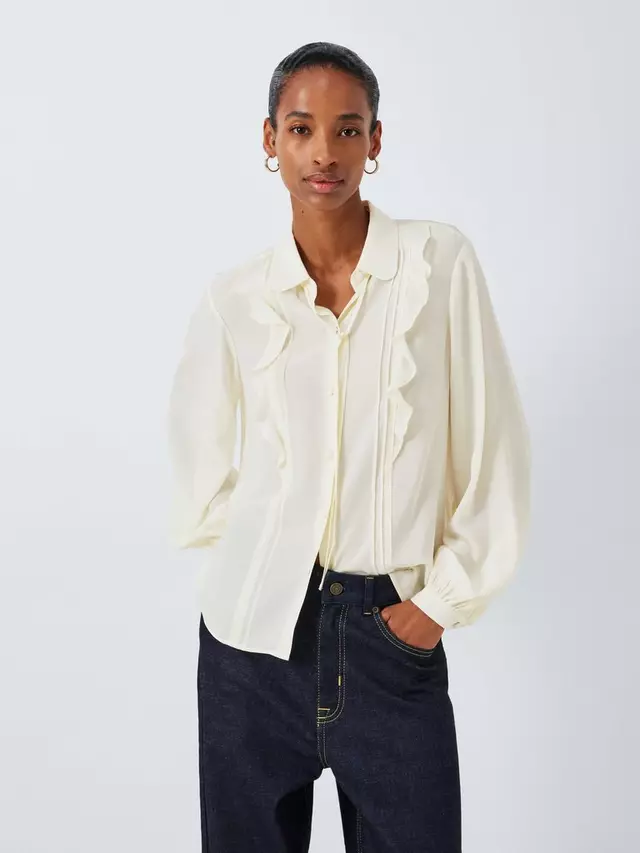 

Блуза John Lewis Ruffle Detailed Silk, экрю