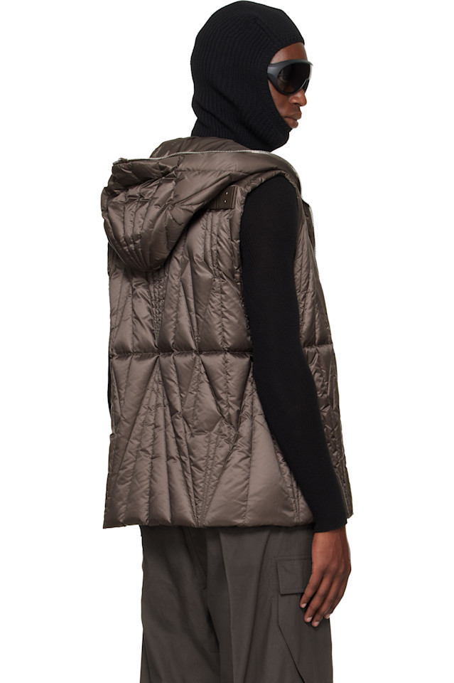 Rick Owens Жилет Moncler + Rick Owens серого цвета с геокамоном на молнии — фото 3