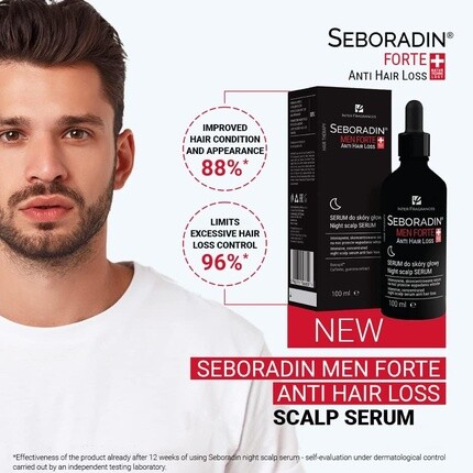 Men Forte Ночная сыворотка для кожи головы для мужчин против выпадения волос с кофеином и витаминами гуараны 100 мл, Seboradin — фото 2