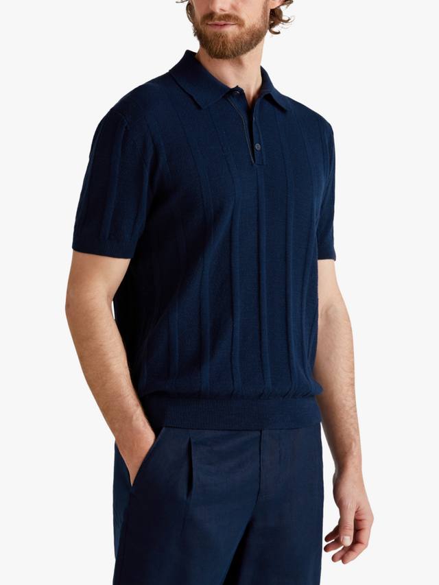 

Льняная поло Regular Fit с короткими рукавами Benetton, Night Blue