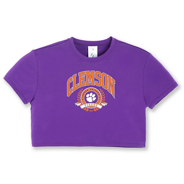 

Детская фиолетовая футболка cropped tri-blend clemson tigers laurels Zoozatz
