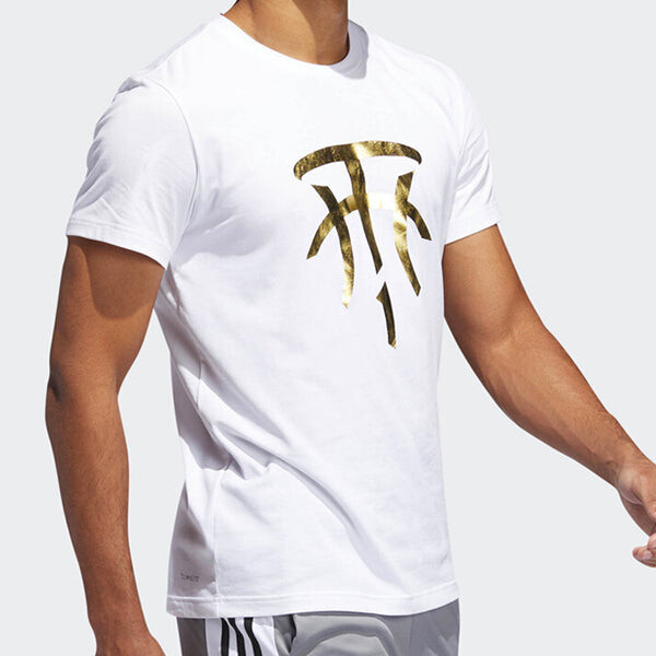 Футболка men's basketball sports white t-shirt Adidas, белый — фото 4