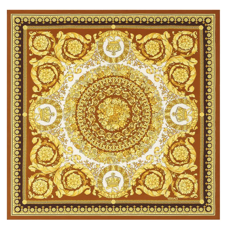 

VERSACE Шёлковый платок с принтом барокко, Brown/Gold