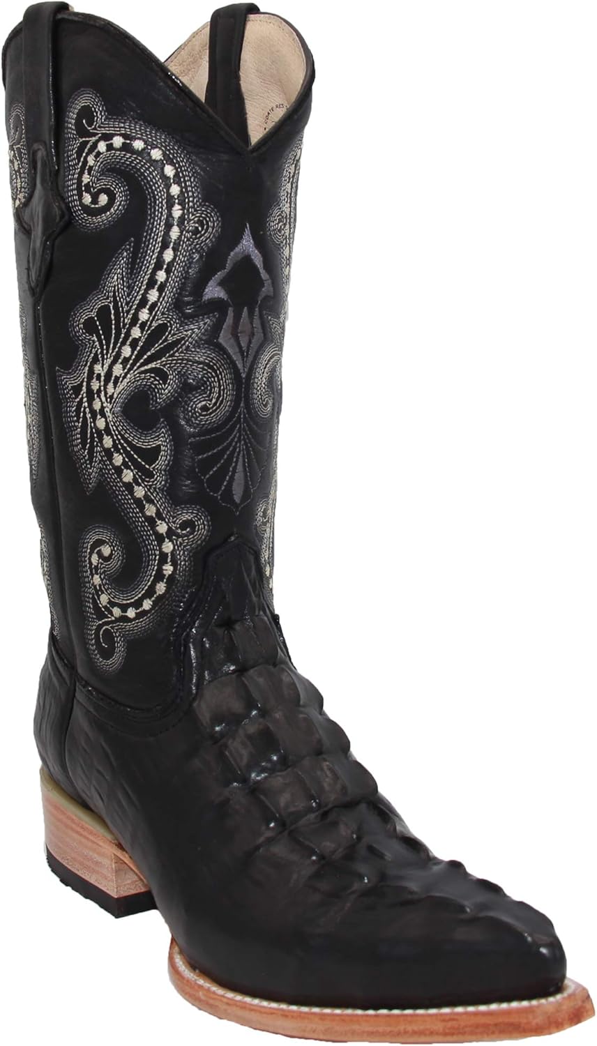 

Мужские ковбойские западные сапоги с узором крокодила и аллигатора из кожи, с заостренным носком The Western Shops, черный