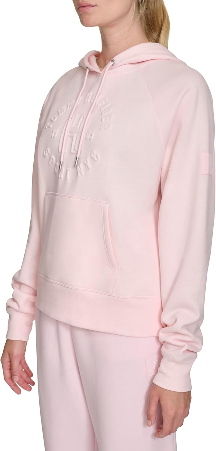 Женская толстовка с капюшоном и тисненым логотипом Tommy Hilfiger свободного кроя, Powder Pink — фото 3