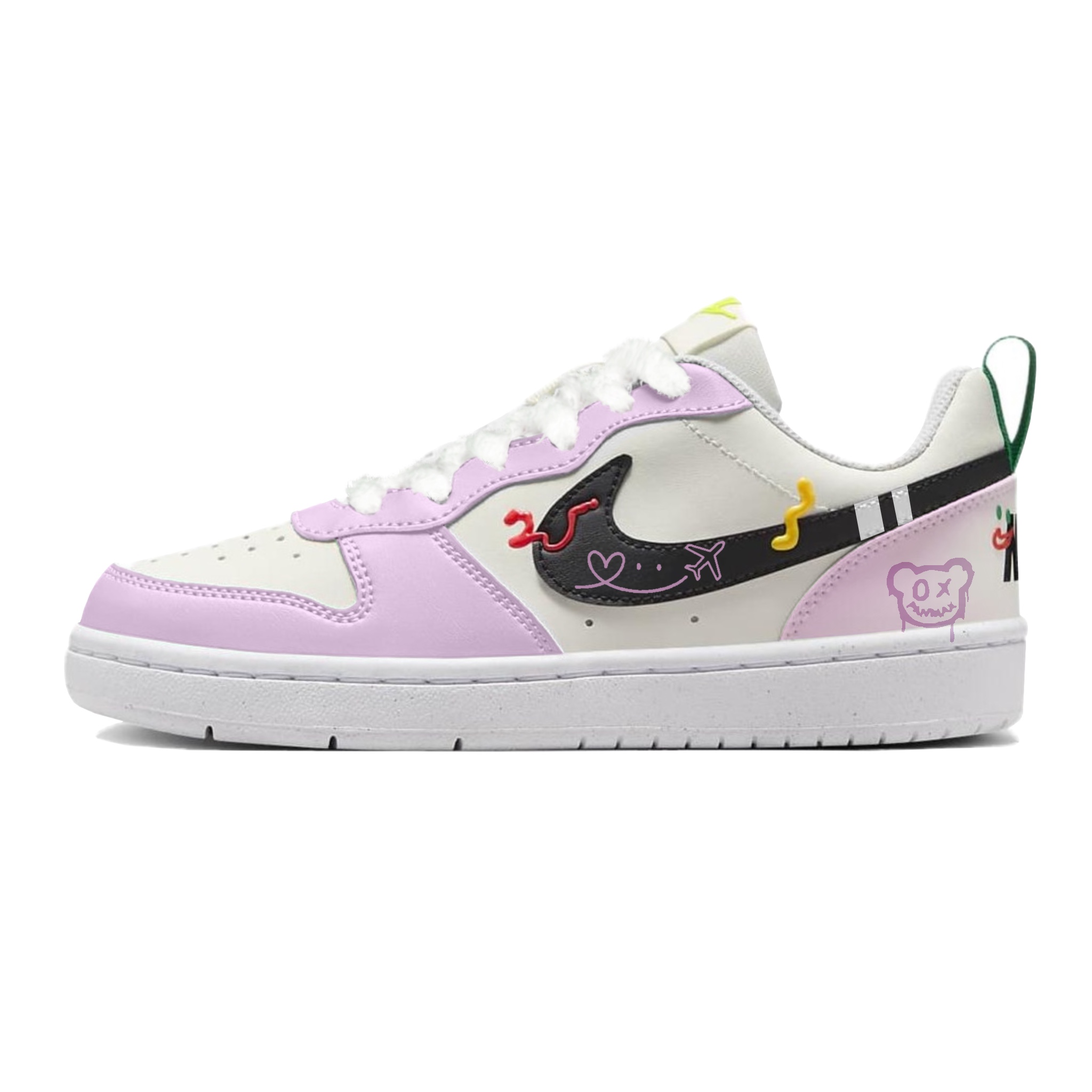 

Nike Детские кроссовки для скейтбординга Court Borough с низким верхом, нескользящие, розовые, фиолетовые, для подростков