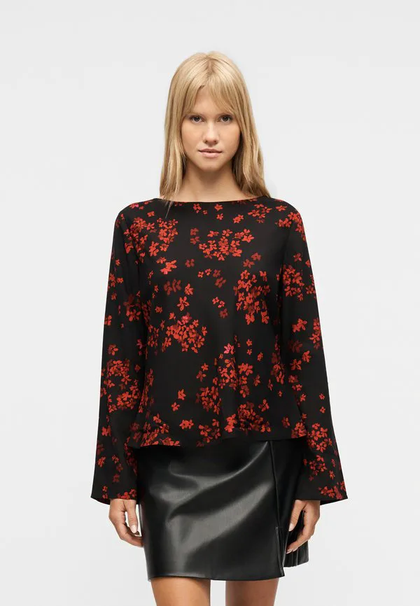 Блузка-Колокол с вырезом-лодочкой Gap, Black/Red