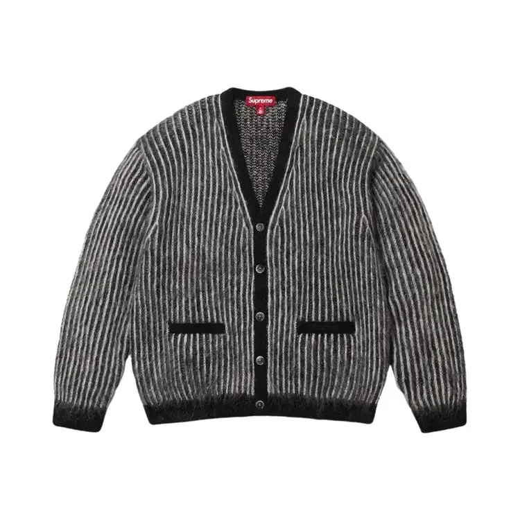Двухцветный мохеровый кардиган Supreme, черный